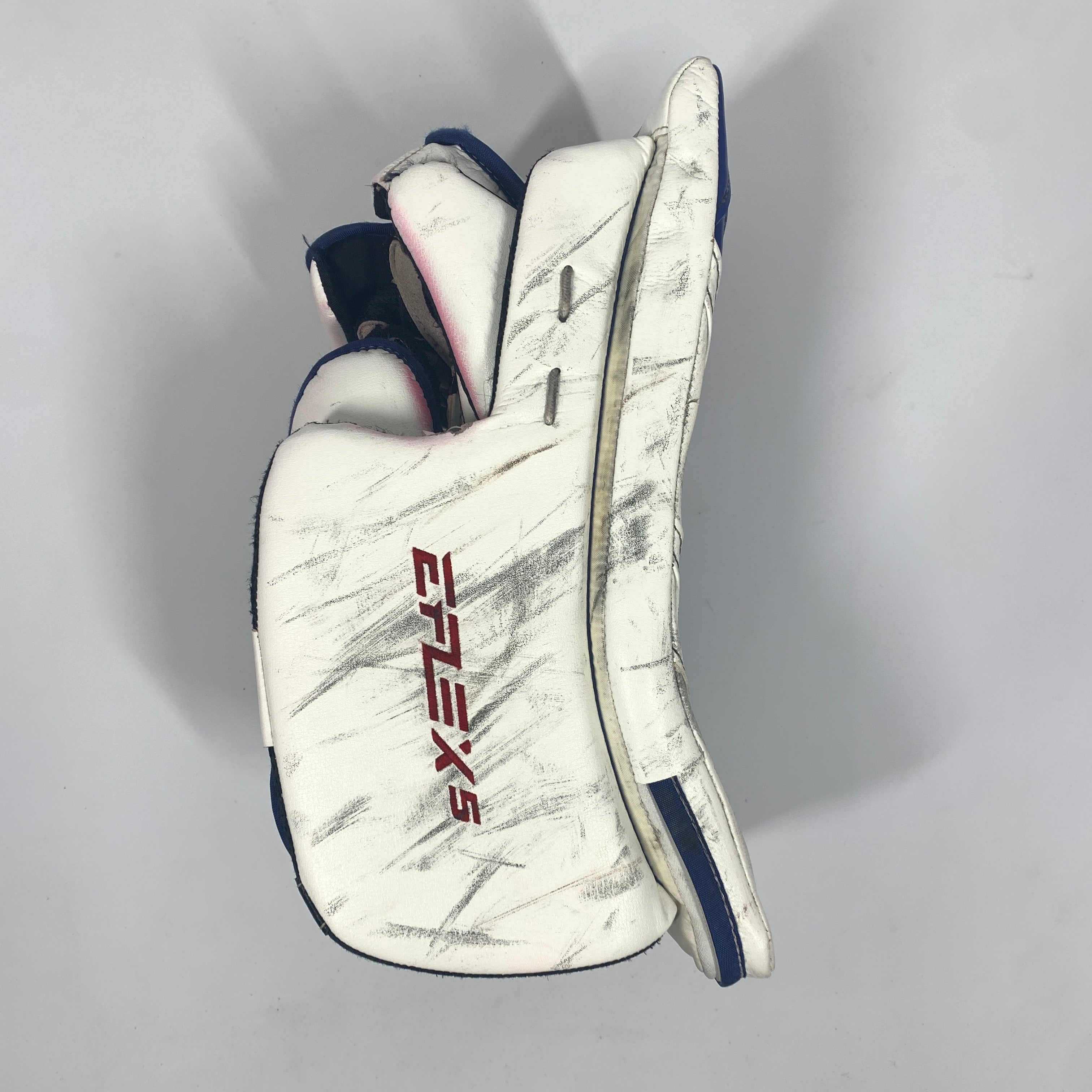 Bloqueur de gardien CCM Extreme Flex 5 d'occasion (blanc/rouge/bleu)
